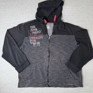 Rivet 61 Mens Hoodie Sweatshirt XL Full Zip Black Gray Core Denim Project Street